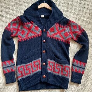 CREWCUTS shawl collar cardigan, size 14, AZTEC pattern, long and cozy!